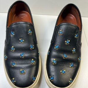 Coach Womens Leather Slip On Platform Fashion Sneakers Shoes Black G1367 Sz 7.5B